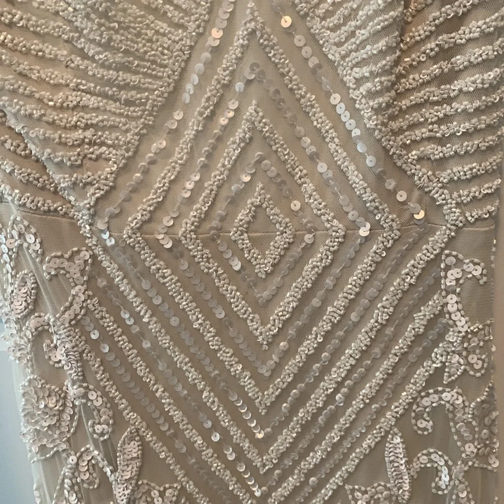 David’s Bridal DB Studio Beaded Sheath V Neck Dress - Picture 3 of 8